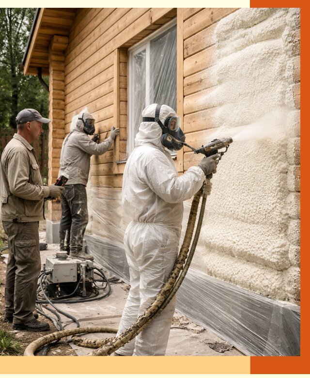 Утепление дома из бруса ППУ в Серпухове от 3912 руб/м2 под ключ | ТепломастерСрп