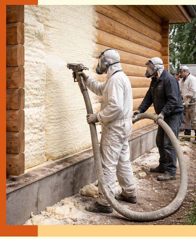 Утепление дома из бруса пенополиуретаном в Серпухове