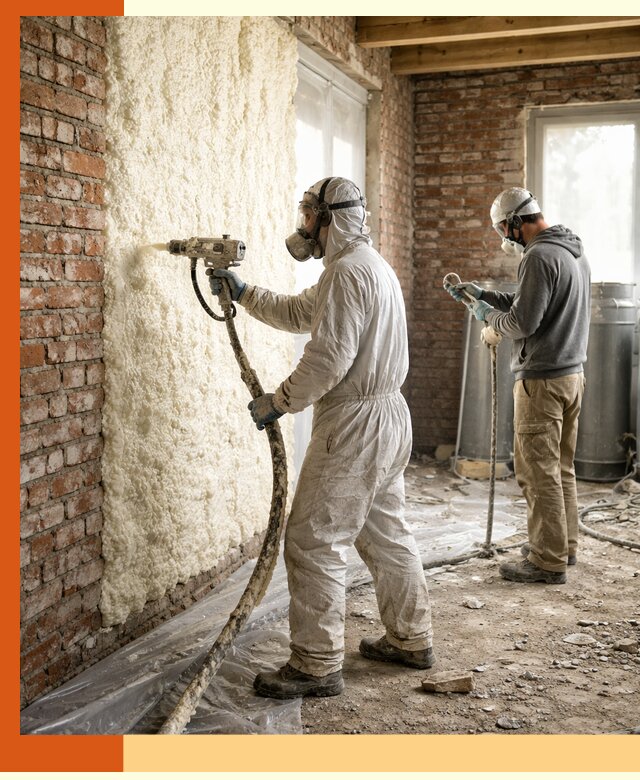 Утепление кирпичного дома пенополиуретаном в Серпухове