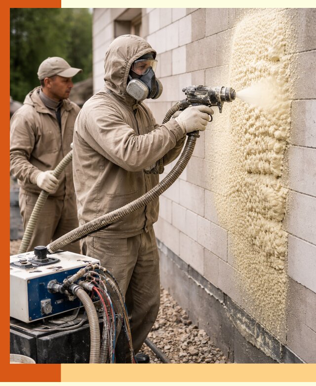 Утепление дома из газобетона ППУ в Серпухове — надежная теплоизоляция