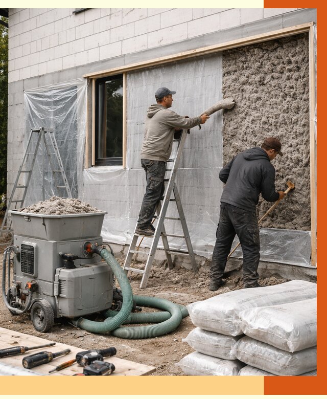 Утепление дома из газобетона эковатой в Серпухове от 4572 руб./м2 | ТепломастерСрп