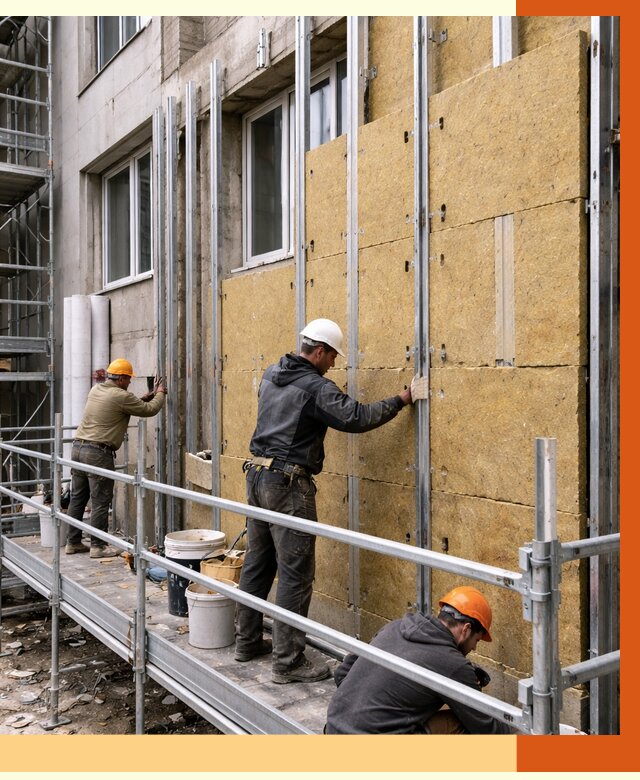 Утепление вентилируемого фасада в Серпухове от 5690 руб/м2 — монтаж и утепление вентфасад | ТепломастерСрп