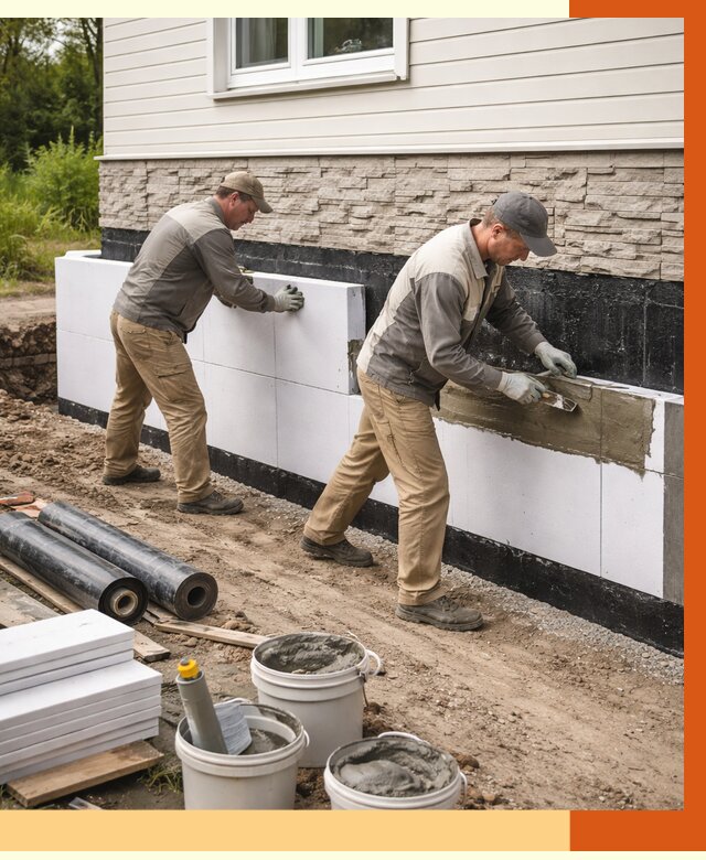 Утепление фундамента снаружи в Серпухове от 4268 руб. за м² | ТепломастерСрп