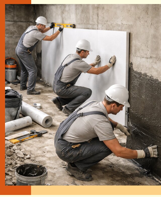 Утепление фундамента изнутри профессионально в Серпухове