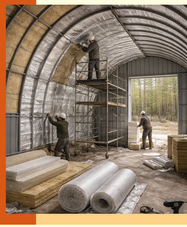 Утепление арочного ангара под ключ в Серпухове