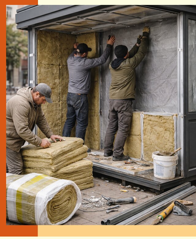 Утепление павильона шаурмы под ключ в Серпухове