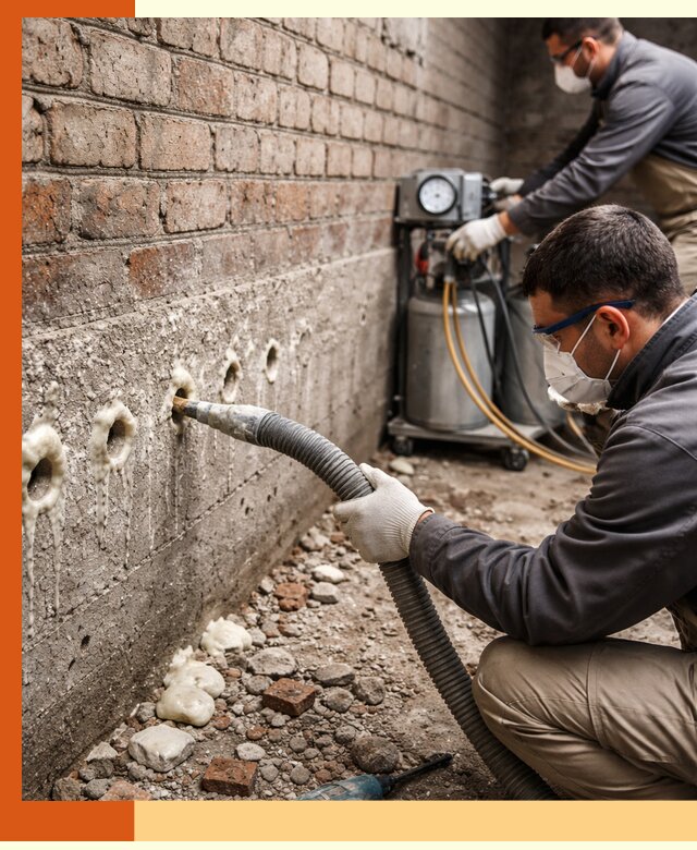 Заполнение колодцевой кладки ППУ в Серпухове быстро и герметично