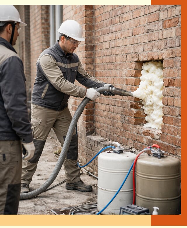 Заливка ППУ в пустоты кирпичной стены в Серпухове от 2794 руб. | ТепломастерСрп