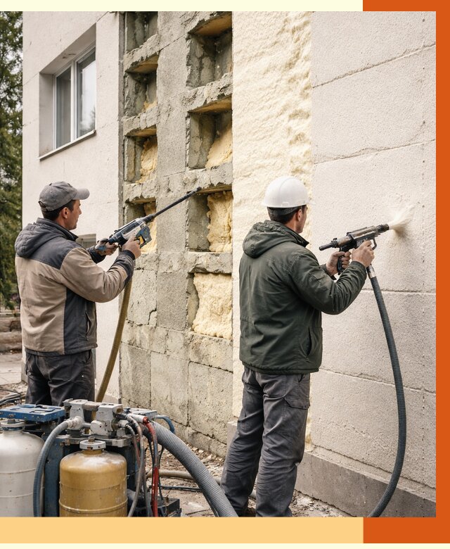 Заполнение пустот фасада в Серпухове от 4572 руб. — утепление пустот облицовки | ТепломастерСрп