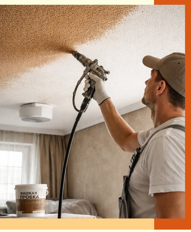 Утепление потолка жидкой пробкой в Серпухове от 3556 руб. | ТепломастерСрп