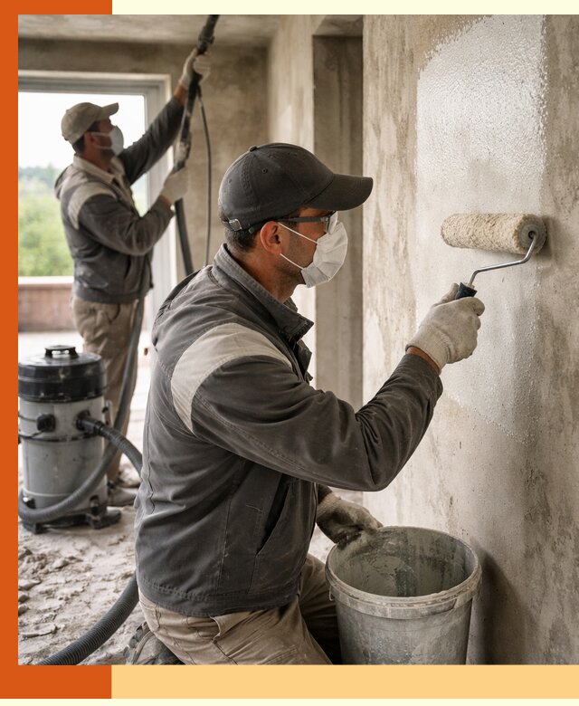 Подготовка поверхности под напыление утеплителя в Серпухове